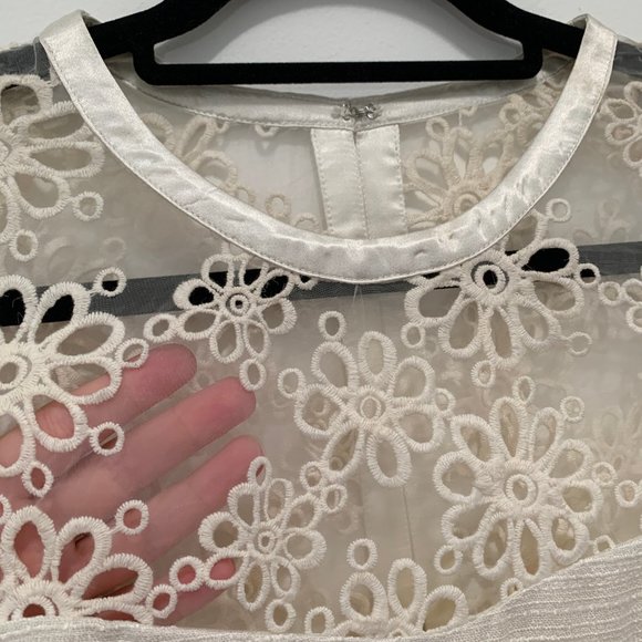 Pink Martini Cream Floral Lace Mesh Skater Dress - Picture 8 of 11